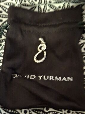David Yurman Silver Twisted Cable Initial E Pendant With Diamond